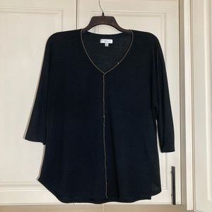 John Paul Richard black top with gold zipper accent